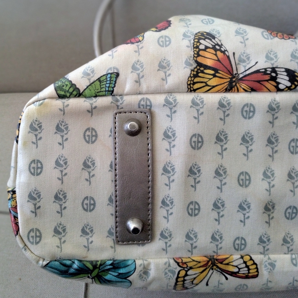 Vintage Giani Bernini Butterflies Handbag Tote Bag Purse - Picture 6 of 16